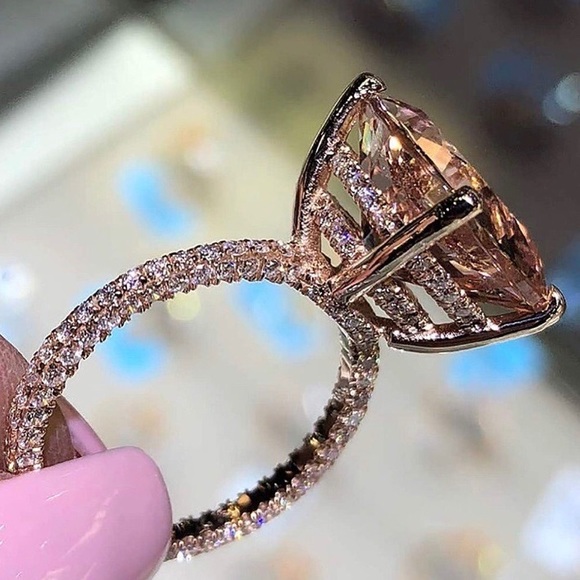 New 6 Carat 18K Rose Gold Morganite Ring - Picture 2 of 6